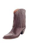 ladies brown leather cowboy boots with floral embroiery detail