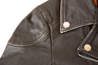 Hand Painted Slogan Distressed Look Leather Jacket