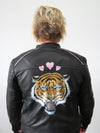 Hand Painted Designs by Artists Bomber Leather Jacket Roses Tiger