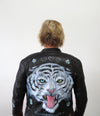 Hand Painted Designs by Artists Bomber Leather Jacket White Tiger